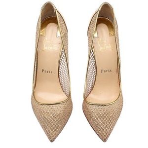 Gold Follies resille 100mm fishnet pumps size 39